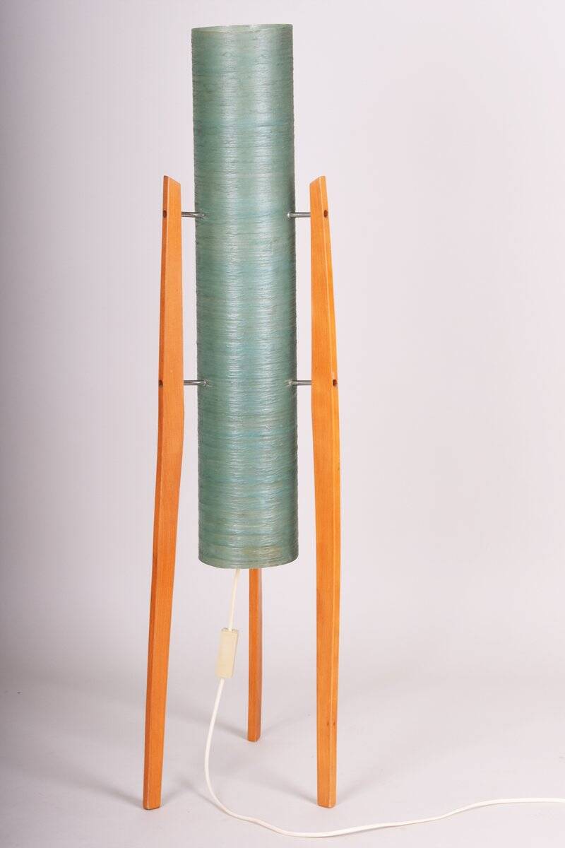 Mid-Century Floor Lamp in Beech by Novoplast Sereď, Czech, 1960s