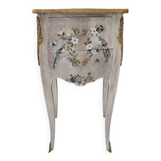Louis XV style bedside table in marquetry