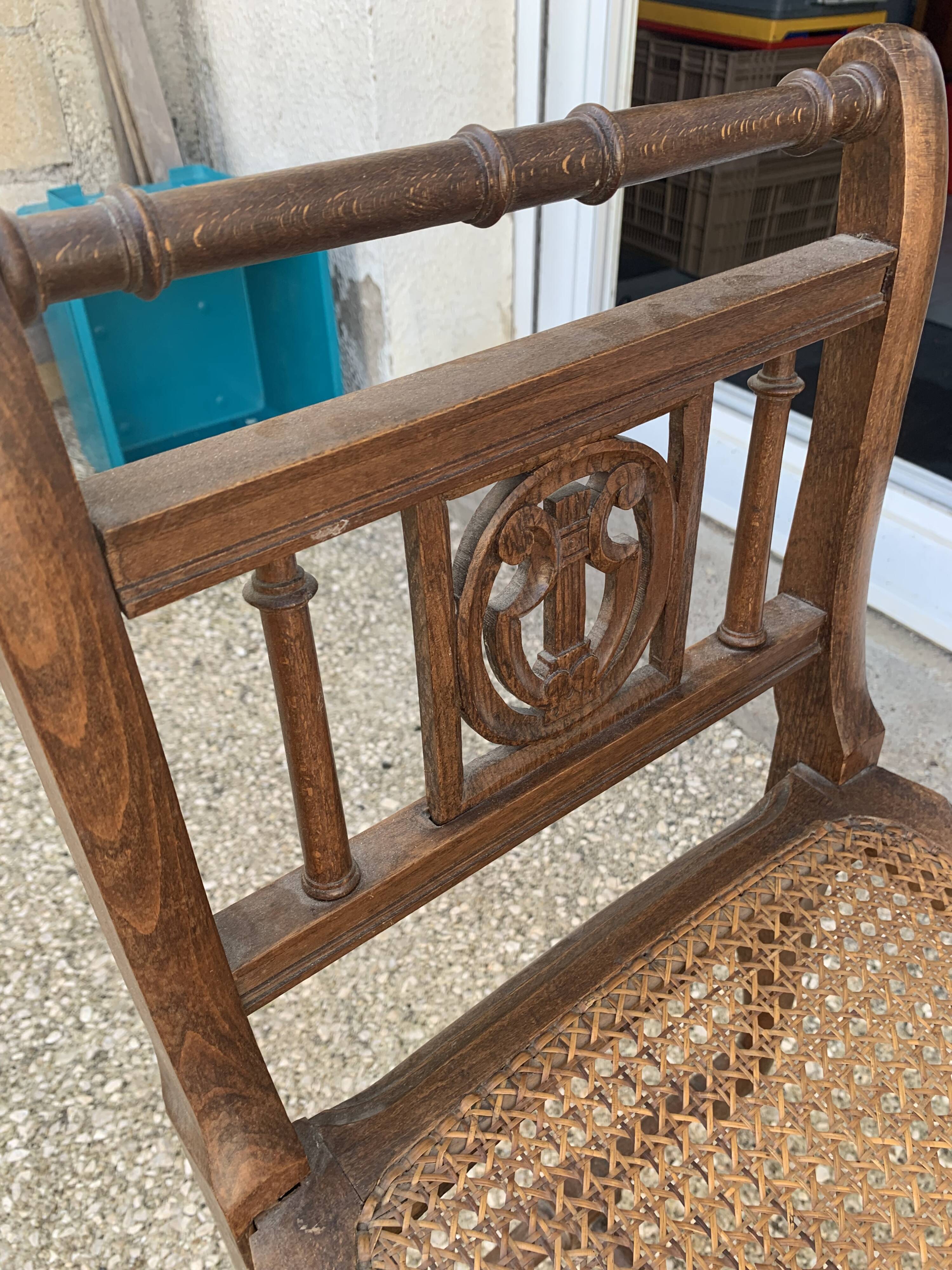 Banc ancien assise cannage
