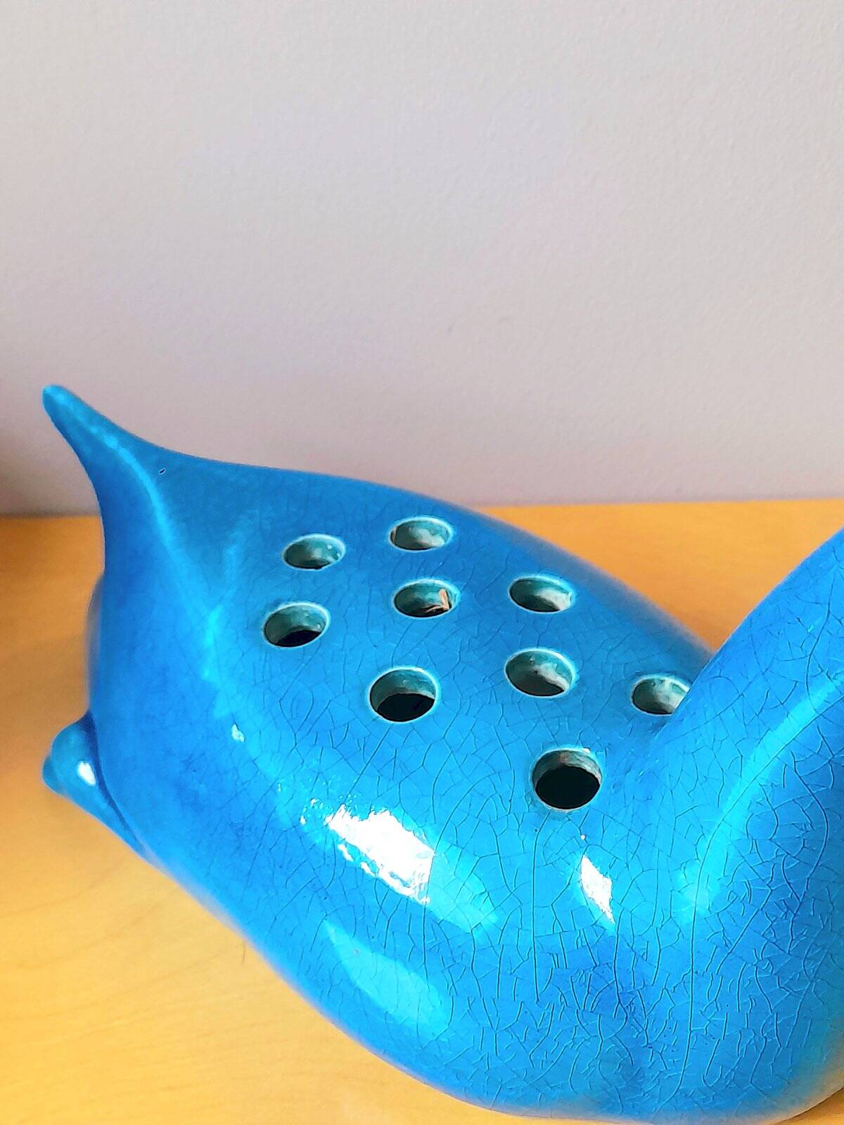 Flower holder G. Cassin zoomorphic 1960 blue ceramic