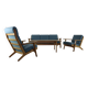 Complete danish design oakwood Hans Wegner lounge set