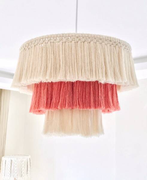Macrame Pendant Light 30cmx45cm, Nursery Room Pink Lighting