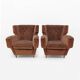 Melchiorre Bega Italian Mid-Century Velvet Armchairs, 1950s, Pair
