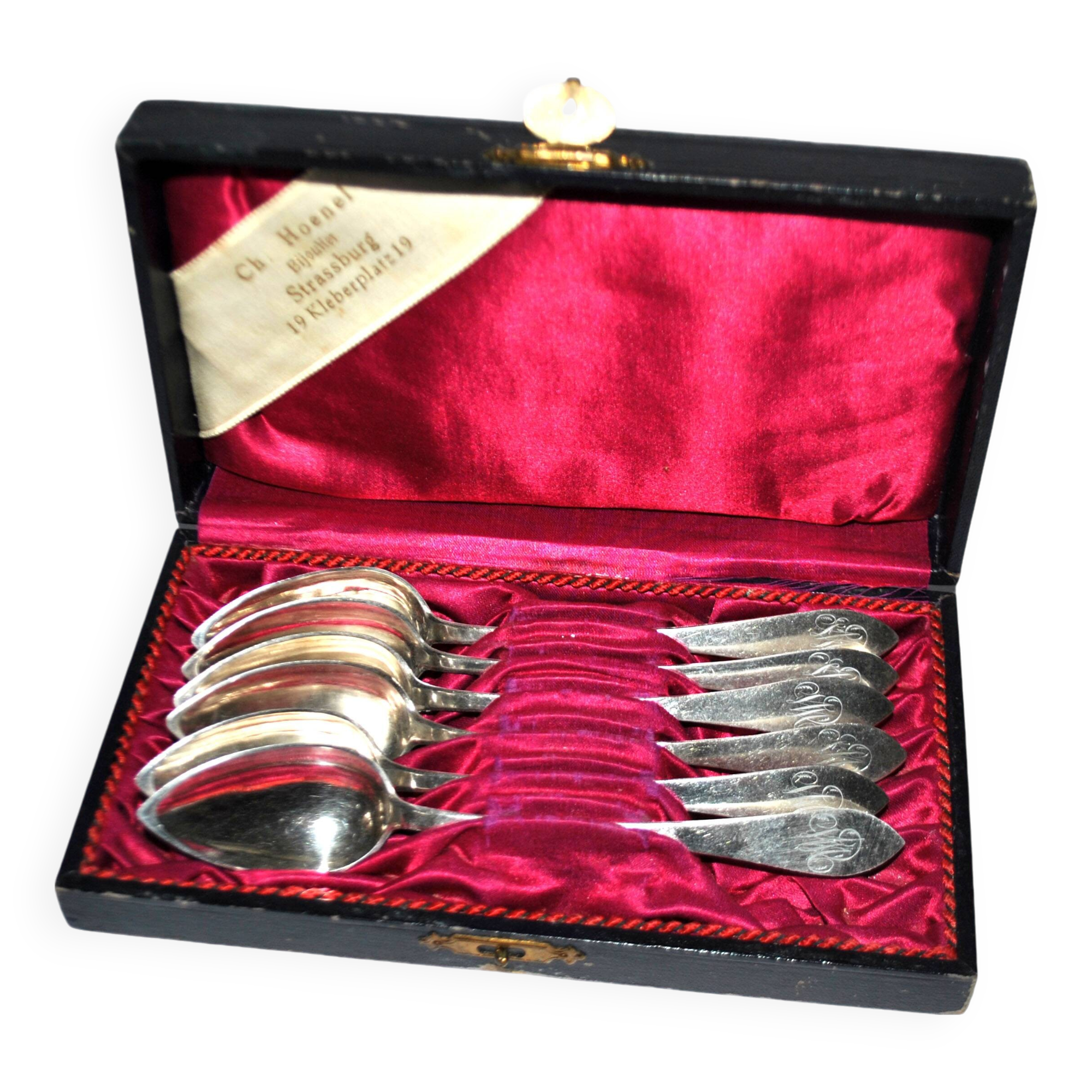 Set of 6 antique spoons in solid silver Minerva 19th century. Goldsmith KABEL 90gr