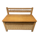 Wood and rattan chest bench