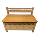 Banc coffre bois et rotin