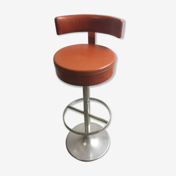 Tabouret de bar vintage skaï et chrome