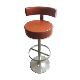 Tabouret de bar vintage skaï et chrome