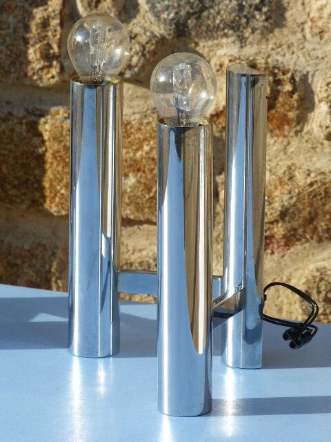 Chromed metal wall lights from Sciolari House in the 60s