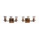 Maison cheret, pair of 3-light wall lights in ronze, brass and glass, circa 1950/1960