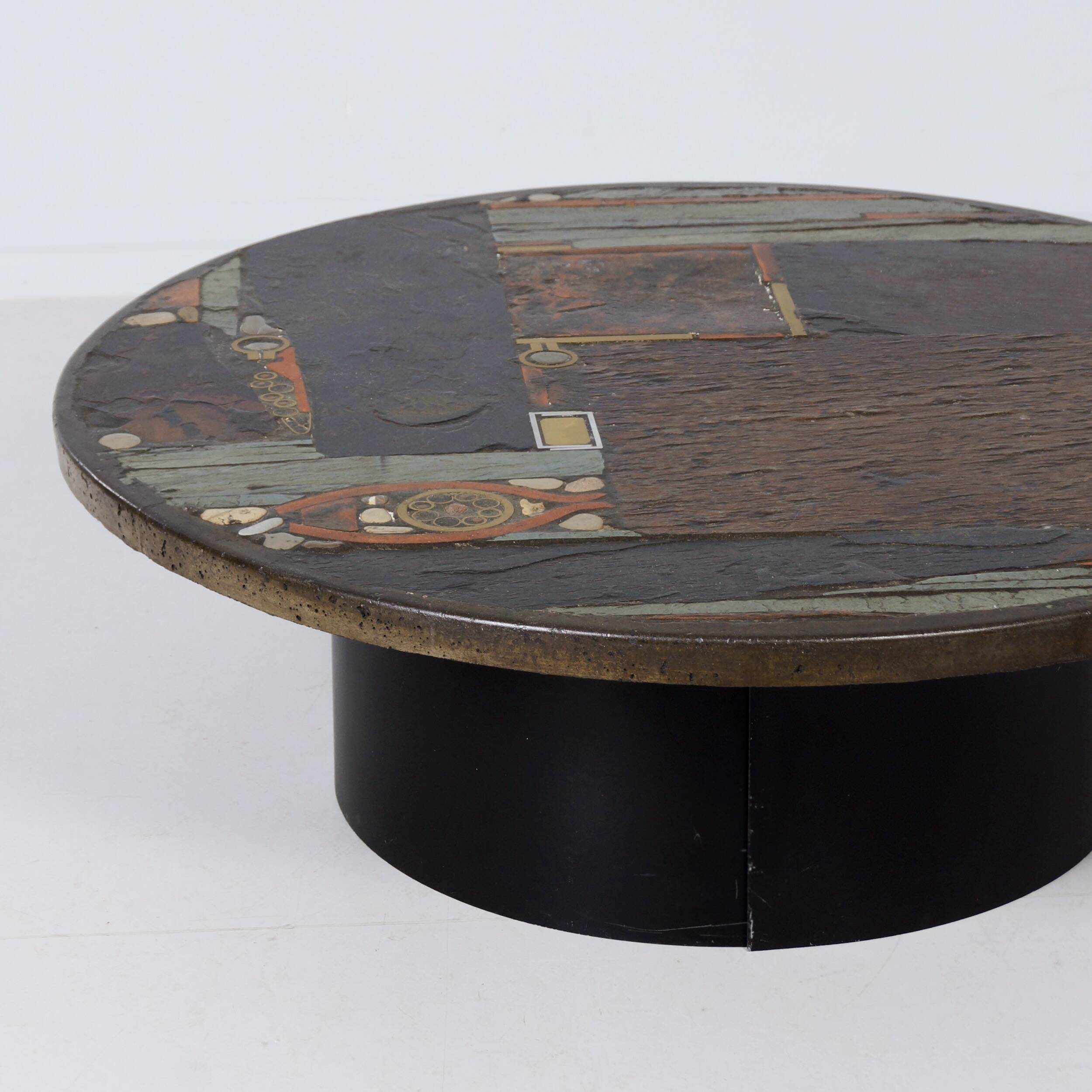 Coffee table by Paul Kingma, 1979 – Mosaic in earth tones, Ø100 cm