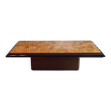 1970 coffee table in elm burl and lacquer