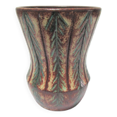 Vase accolay céramique décor végétal signé
