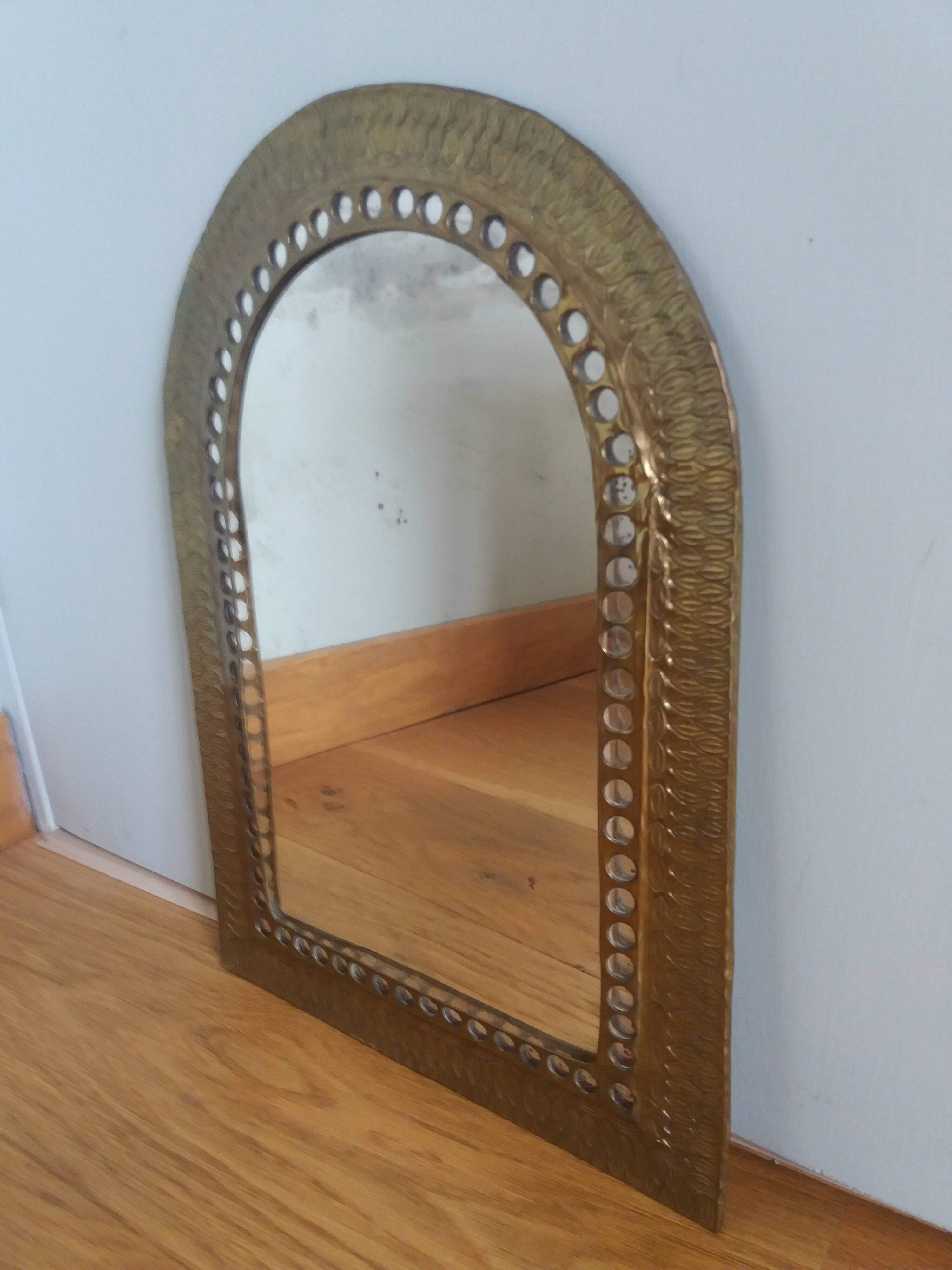 Oriental brass mirror 36x26