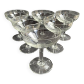 6 engraved crystal champagne glasses – Art Deco