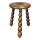 Midcentury bobbin wood turned stool, Charles Dudouyt style, France, 1950s