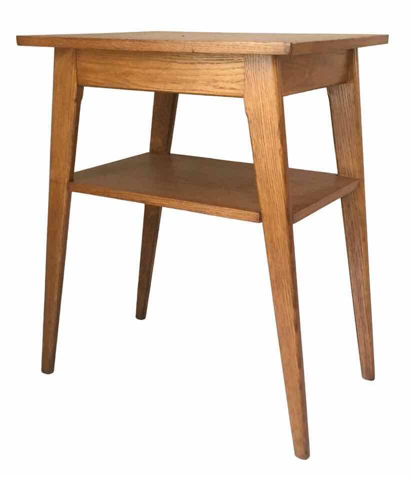 1950 compass foot pedestal table in light wood, side table, side table