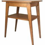 1950 compass foot pedestal table in light wood, side table, side table