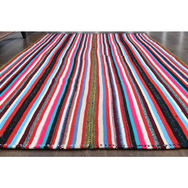Tapis vintage turc Oushak fait main en laine et coton, années 1970