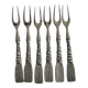 Set of 6 antique metal snail forks