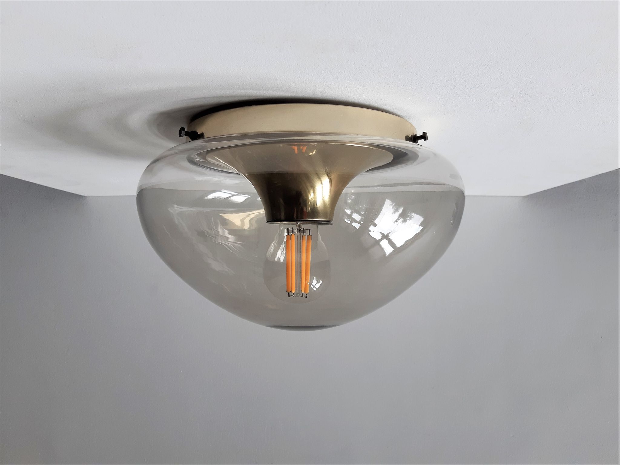 Glass ceiling lamp by Dijkstra Lamps, The Netherlands 1960's/1970's