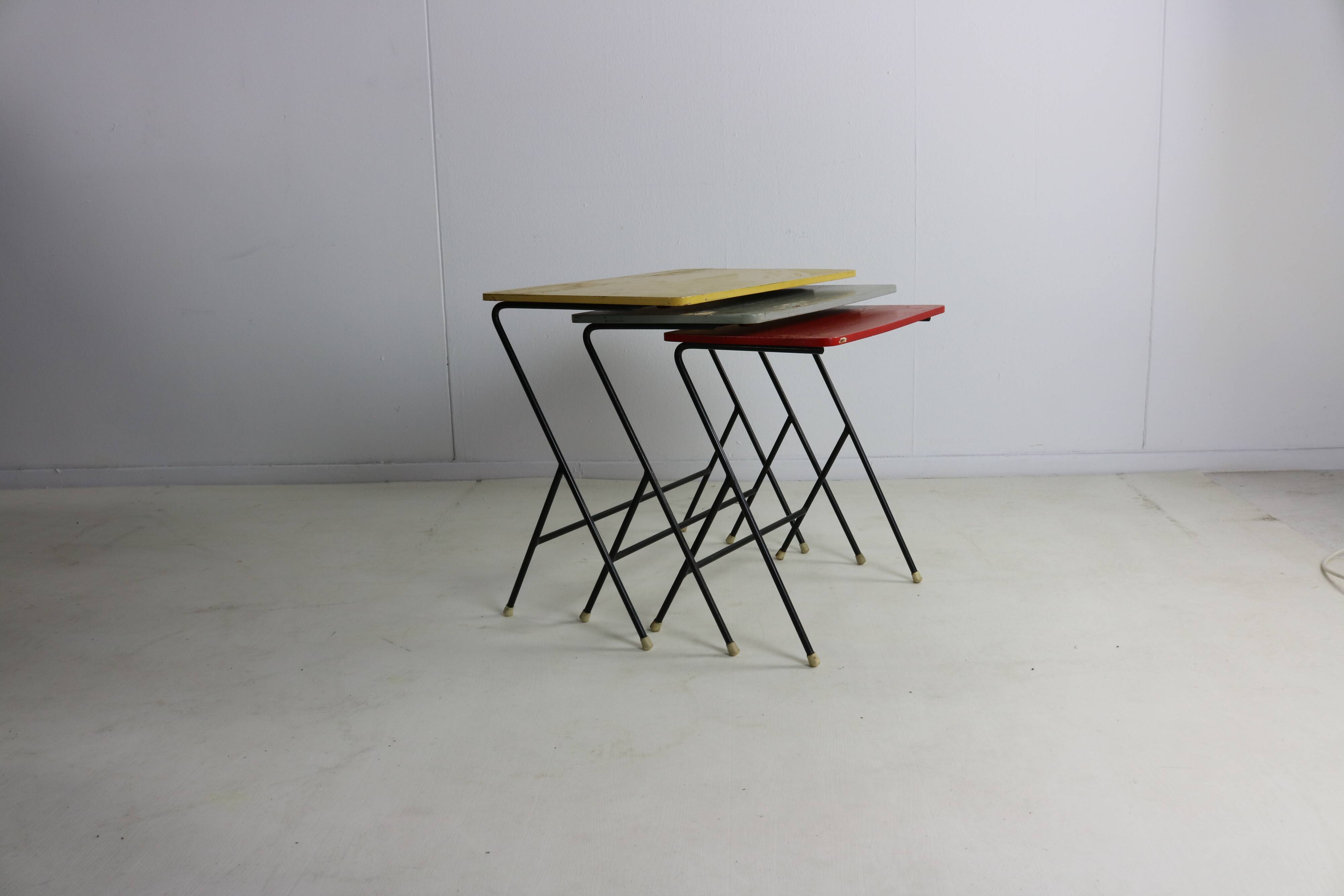 Set of fifties dutch design colorful nestingtables
