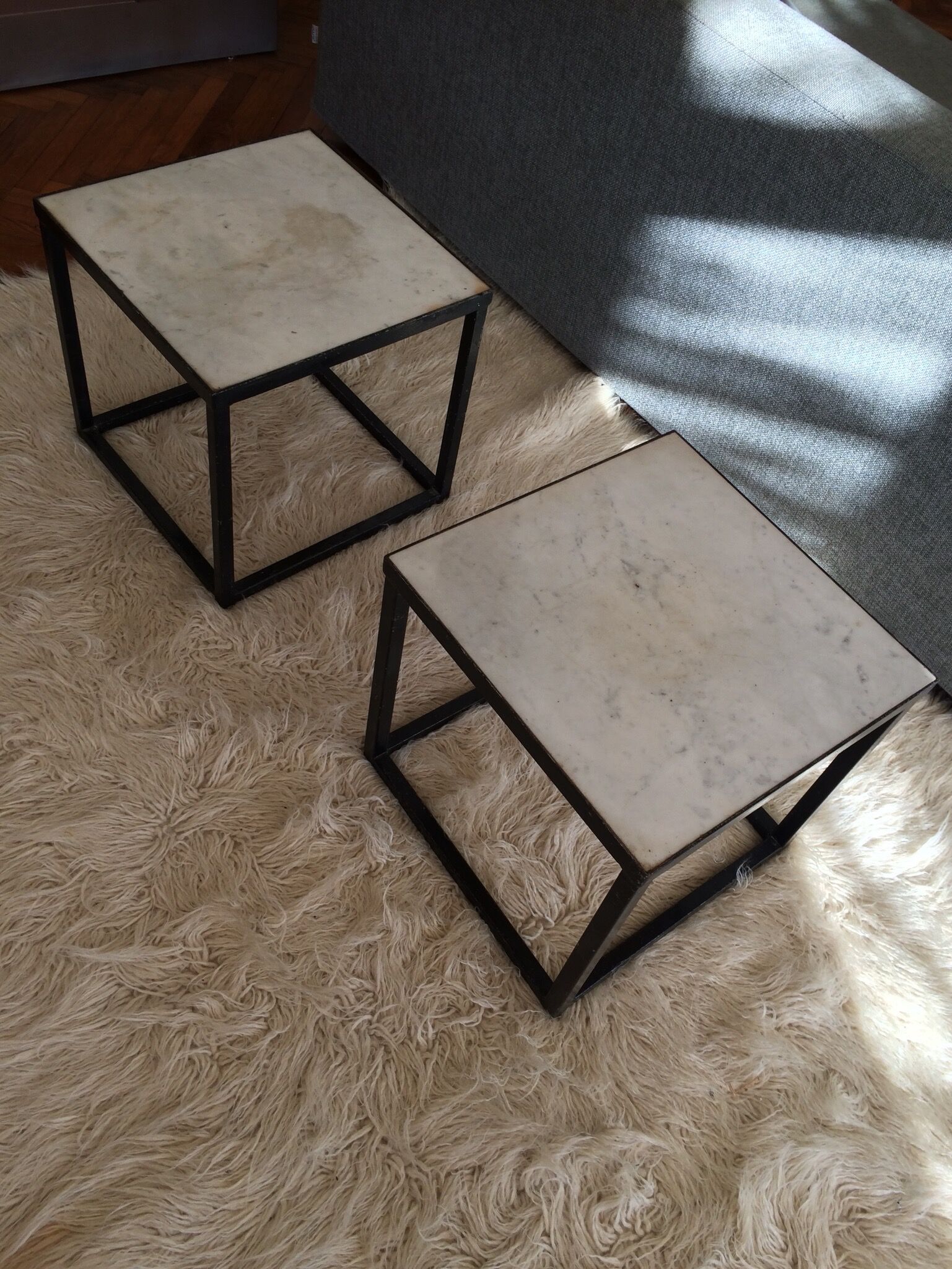 Sofa pieces, bedside tables, marble