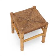 Rattan and woven straw stools, 1960s, set of 2