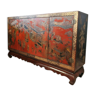 Buffet in asian in laqué wood around 1920-1940