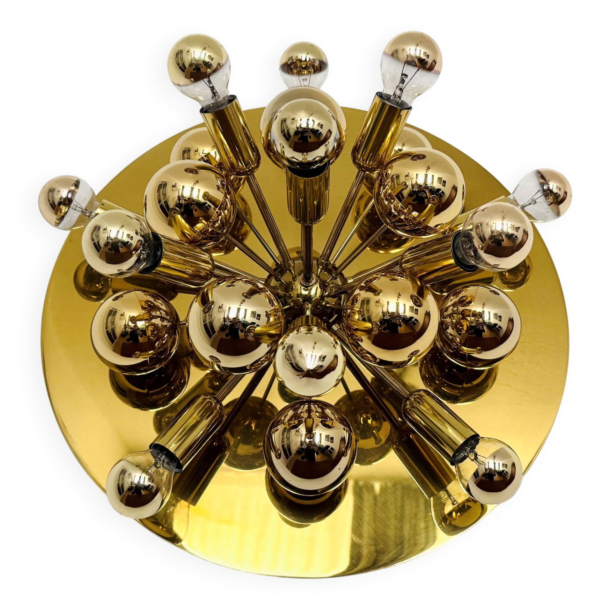 Golden Sputnik Wall or Flush Lamp by Cosack