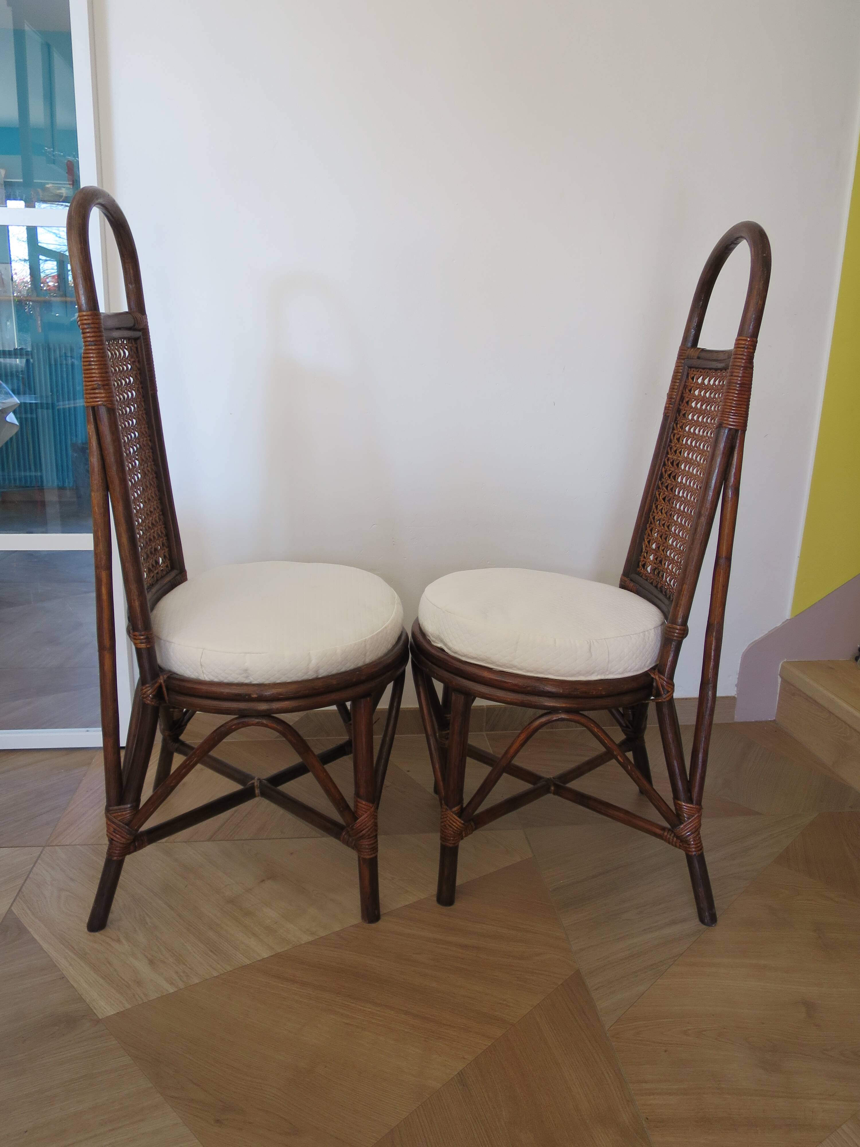 RARE - Set of 2 rattan and cane chairs - 1950 - Dirk Van Sliedrecht style
