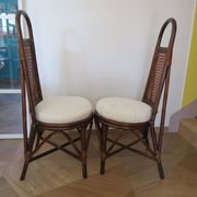 RARE - Set of 2 rattan and cane chairs - 1950 - Dirk Van Sliedrecht style