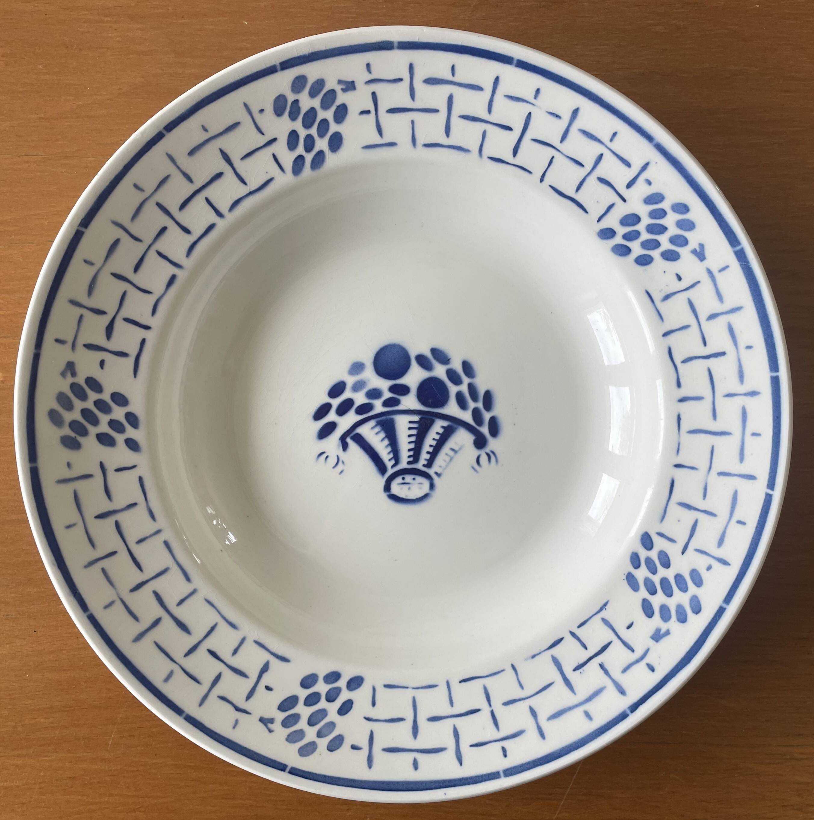 5 antique deep plates in badonviller earthenware