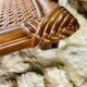 Vintage mirror, bamboo, caning and rattan, circa 1960s