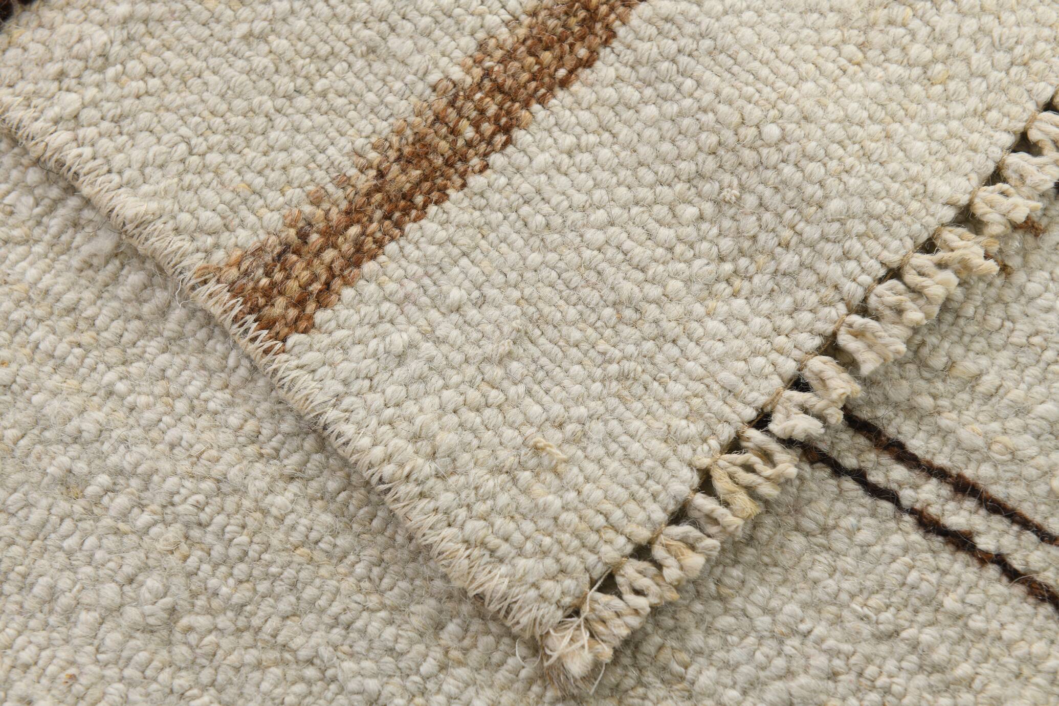 Beige & Brown Classic Turkish Runner Rug, 100x332Cm