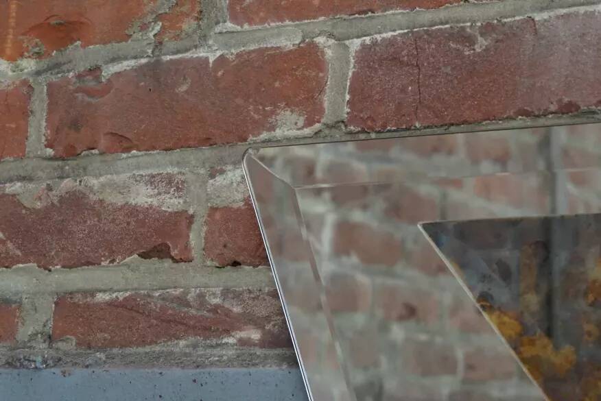 Beveled and triangular art deco mirror 59 x 76 cm