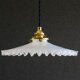 Suspension in white opaline crenellated edges with new cable and new brass socket