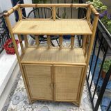 Rattan bookcase shelf unit