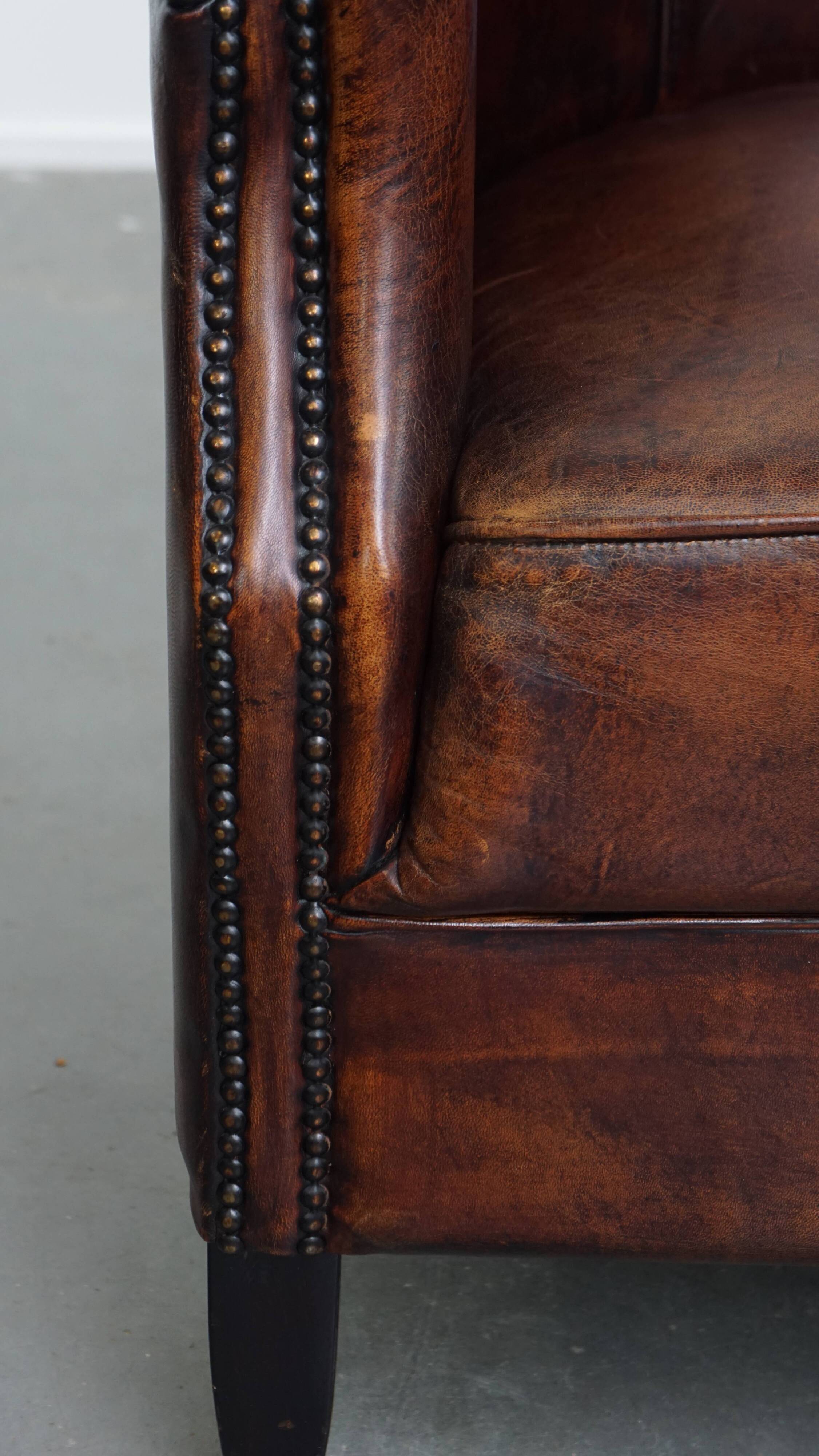 Club chair made of sheepskin leather