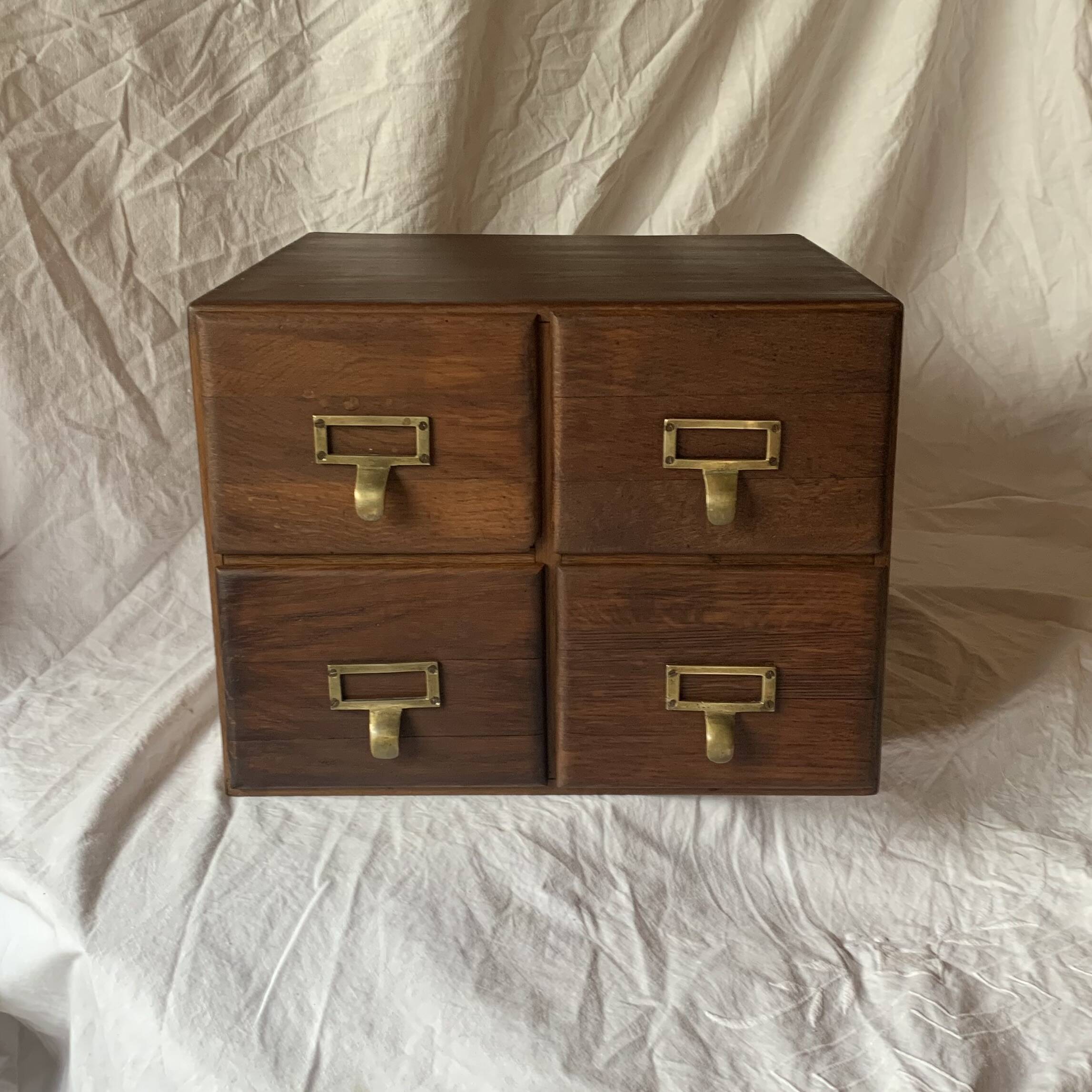 Old wooden desk cabinet - 4 drawers