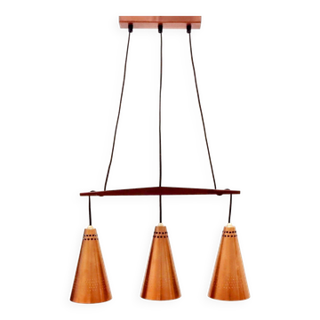 Mid-Century Scandinavian Copper & Teak Pendant by Hans-Agne Jakobsson, 1950s
