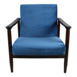 Blue marine velvet gfm-142 armchair by Edmund Homa, 1970s, ocean
