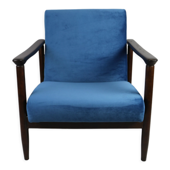 Blue marine velvet gfm-142 armchair by Edmund Homa, 1970s, ocean