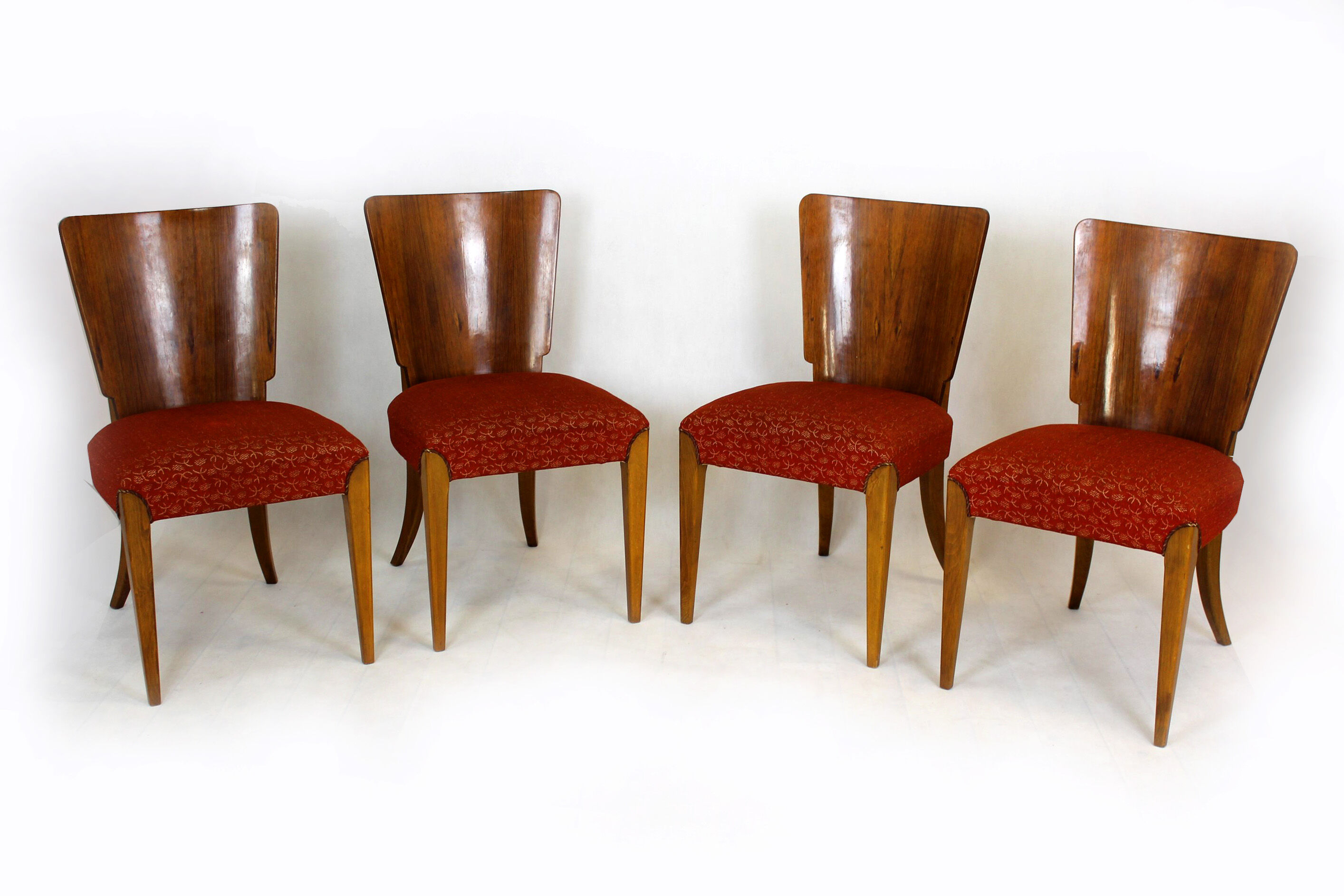 Art Deco H-214 Dining Chairs by Jindrich Halabala for ÚP Závody, 1950s, Set of 4