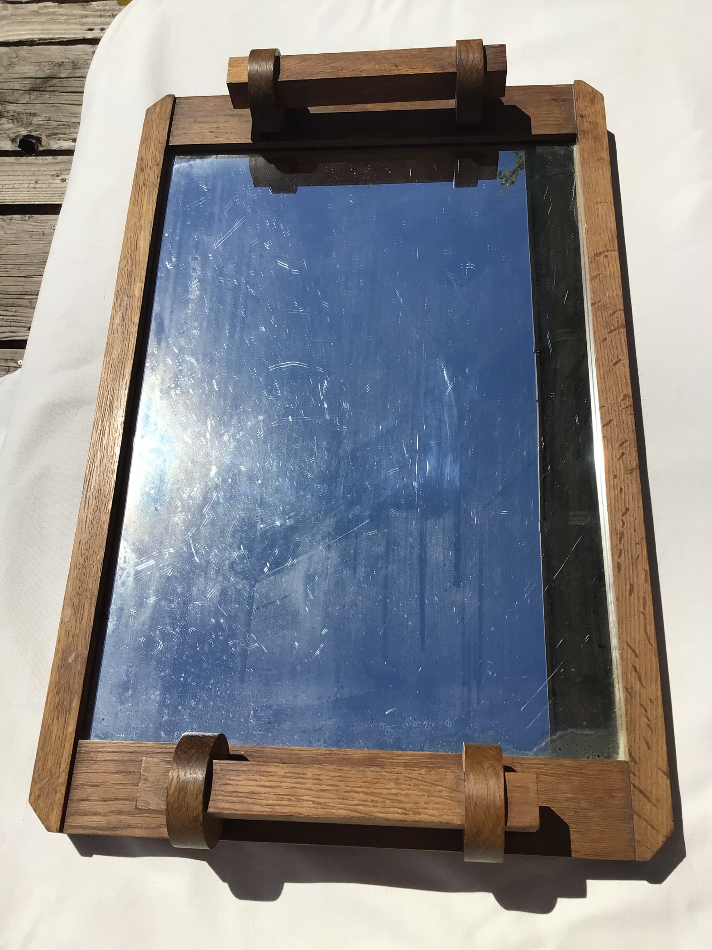 Art deco mirror tray solid wood