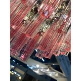 Vintage Clear and Pink “Triedro” and Quadriedro Murano Glass Chandelier