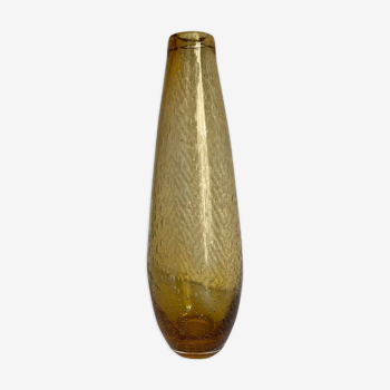 Vase with amber yellow encrusted bubble glasses