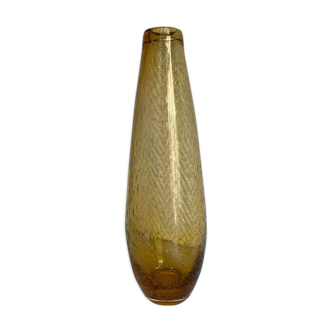 Vase with amber yellow encrusted bubble glasses