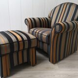 Mid-century fabric armchair with footrest, Germany