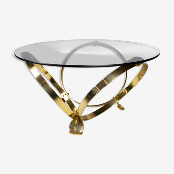 Ronald Schmitt diamond designer glass coffee table brass par Knut Hesterberg